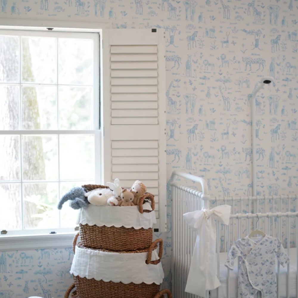 Evelyn Henson Safari Blue Wallpaper roll - Picture 2 of 4